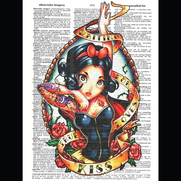 Snow White Disney Princess Pinup Dictionary Art Print - Picture 1 of 5